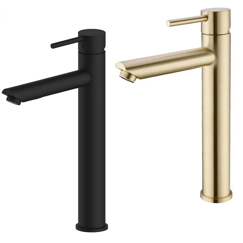Bathroom Faucet Black Solid Brass Bathroom Basin Faucets Cold and Hot Water Mixer Single Handle Tap Brushed Gold