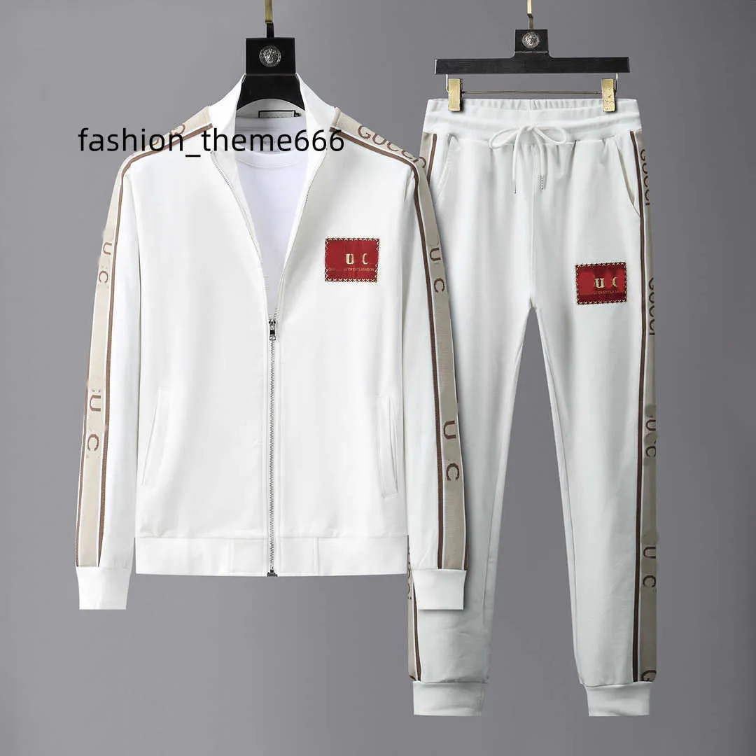 Men Women tracksuits two pieces set jacket pants with letters and strips printed #M-3XL 008