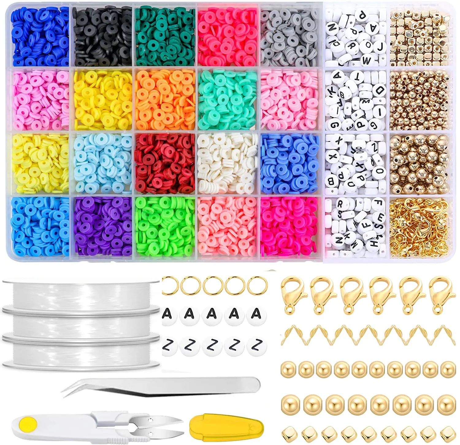 Comprar Kit de cuentas para hacer pulseras, cuentas de letras coloridas,  kit de cuentas de arcilla polimérica mixta