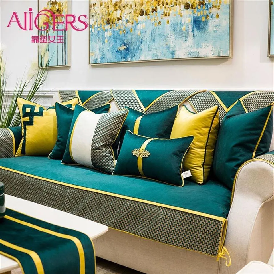 Avigers Luxury Patchwork Velvet Teal Green Cushion Covers Modern Home Decorative Throw Pillow Cases for Couch Bedroom 210315238D