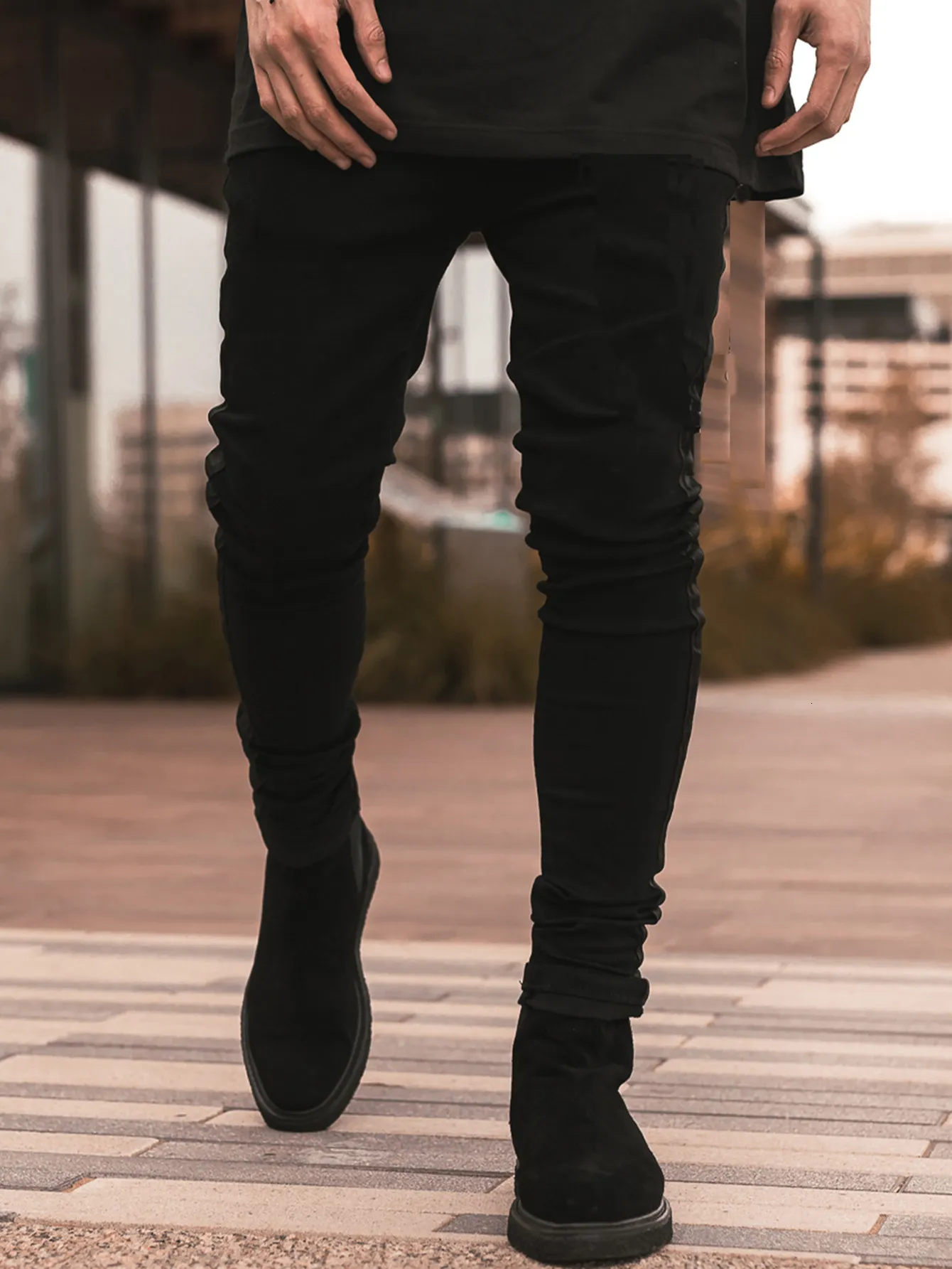Mens black deals side stripe jeans