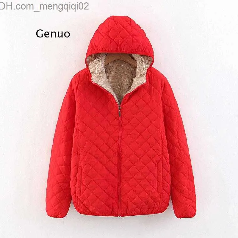 Abrigo de piel sintética para mujer Otoño Invierno Parkas Abrigo de piel de oveja para mujer A cuadros con capucha Chaqueta de invierno cálida de manga larga S ~ 3Xl Chaqueta de mujer Casaco Z230809