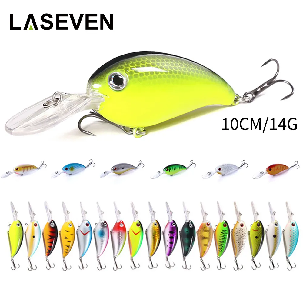 Vinfutin Lot de 8 leurres de pêche durs Minnow Crankbait avec 2 hameçons triples pour le