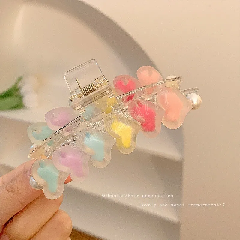 Summer Transparent Candy Color Heart Star Hair Claw Japan Korean Style Ponytail Clip for Women Girls Hair Accessories