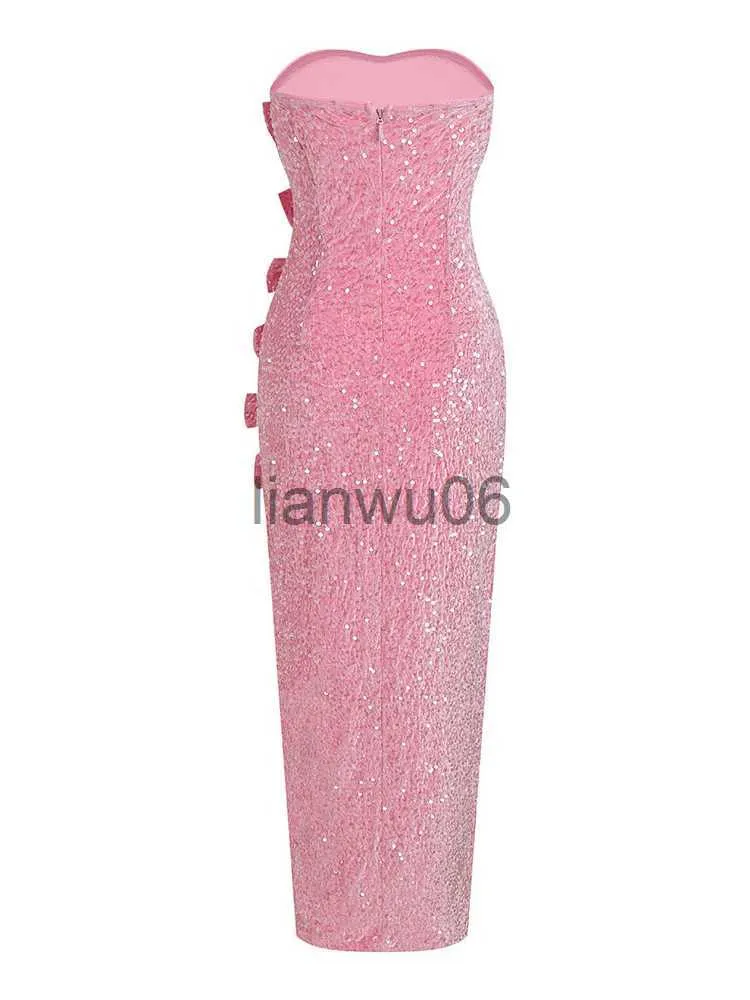 Sexy Solid Sequins Sequined Strapless Sleeveless Two Pieces Sexy Solid Sequins Sequined Strapless Sleeveless Two Pieces