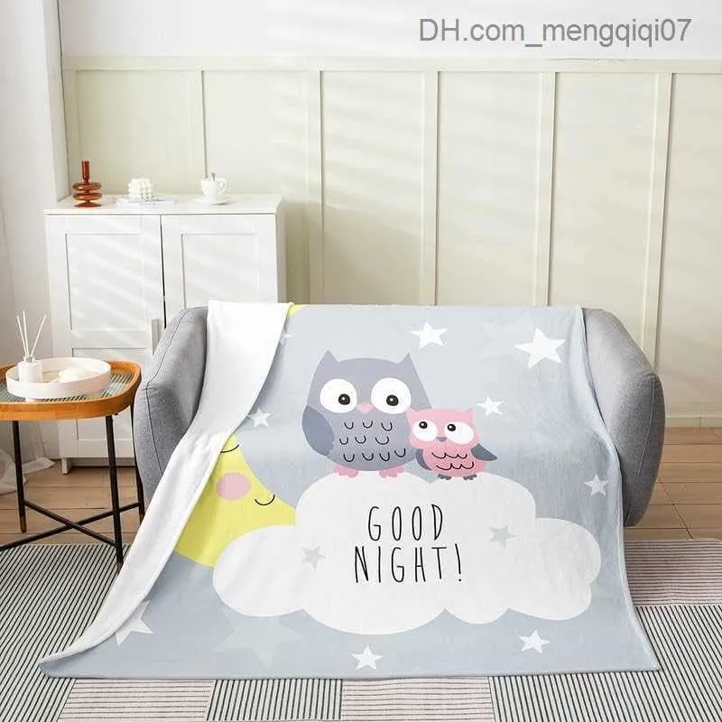 Couvertures emmailloter dessin animé hibou quatre saisons couverture de lit pour enfants 3D imprimé animal nuage flanelle jeter des couvertures pour enfants et garçons couvertures floues Z230809