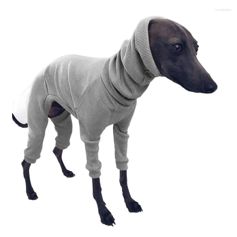 犬のアパレルソリッドカラータートルネックビッググレイハウンド服犬の冬のリブ4本足のパジャマペットセータージャンプスーツ大規模