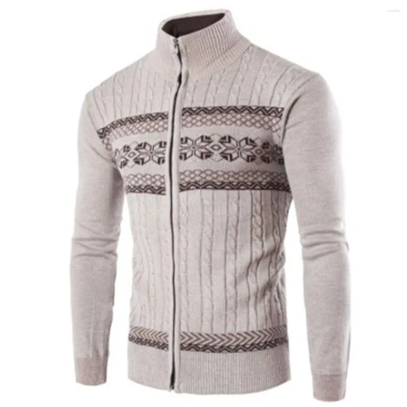 Suéteres masculinos outono inverno moda lapela casual cardigã casaco fino jacquard tricô suéter