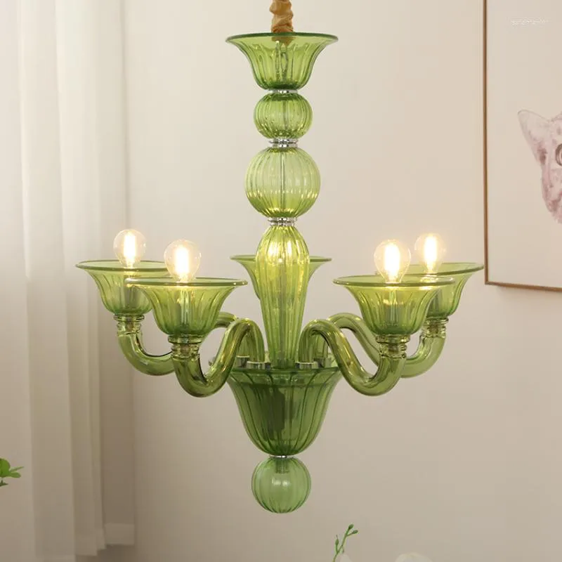 Pendant Lamps Bedroom Glass Chandelier Elegant Green Lamp Body Cloakroom Study And Restaurant In The Living Room