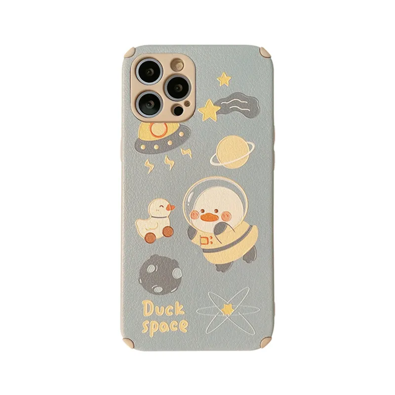 Space Duck 13 Phone Case Suitable for 14 Promax Lambskin 11 Sets XS Skin XR 14 Soft 12