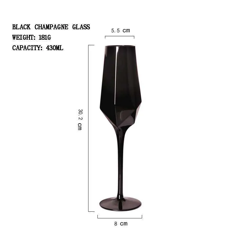 Pure Black Crystal Golden Edge Red Wine Glass Goblet Light Luxury Simple  Model Room Special Champagne Glasses Kitchen Utensils