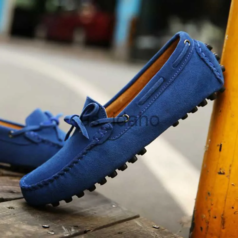 Elbise ayakkabı boyutu 38-49 lüks erkekler loafers yumuşak mokasen yaz ayakkabıları adam yüksek kaliteli erkekler ayakkabı rahat süet gerçek deri sürüş daireleri j230808