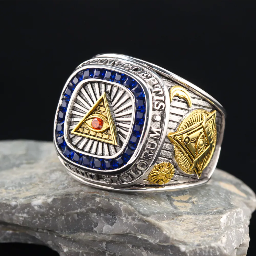 ウェディングリングプロビデンスオブプロビデンスオールオールシーイングアニットアニートcptis novus ordo seclorum masonic Sterling Silver Ring 230808