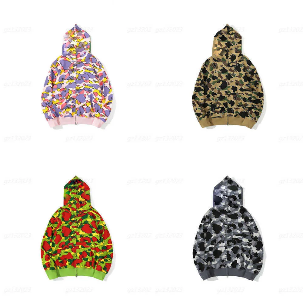 Sonbahar Erkek Hoodie Moda Ekibi Boyun Köpekbalığı Camo Hoodies Sweatshirt Kamuflaj Yıldızları Fermuarı İnce Bölüm Sweatershirt Kapşonlu Hırka Ceket