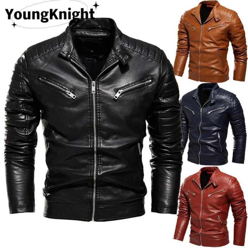 Men's Jackets Men Autumn Winter Overcoat Plush Thick Locomotive Froc Leather Clothing Trend Field Stand CollarWar Youth Go To Work Jacket 230809