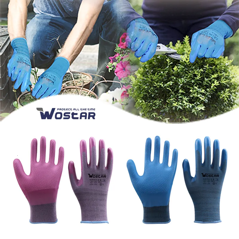 Schoonmaakhandschoenen Tuinhandschoenen Vrouw Latex veiligheidsbescherming Waterdicht Antislip Voor zomerhuis en tuin werkhandschoen Polyester 230809