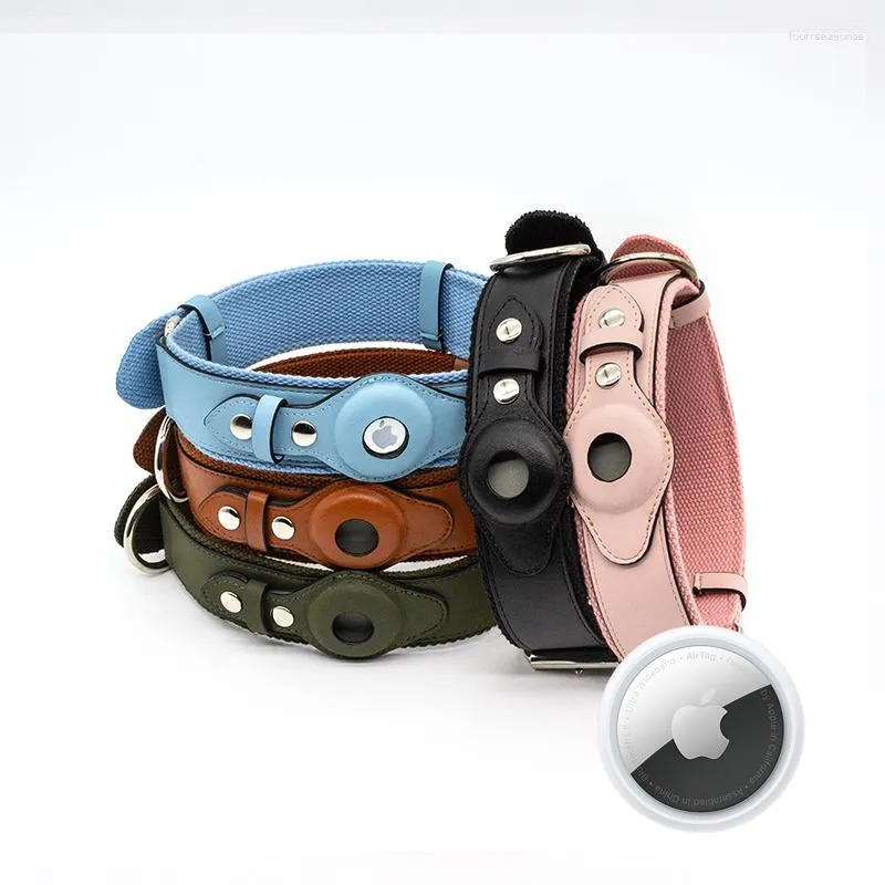 Hundehalsbänder Factory Outlet PU-Leder Airtag-Halsband Faux