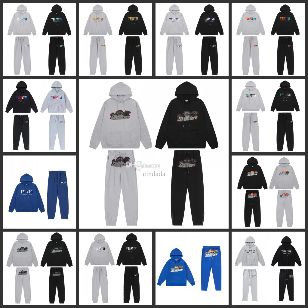 Agasalhos masculinos TRAPSTAR Conjuntos de agasalhos de lã masculinos e femininos de inverno Calças com capuz Conjunto de 2 peças Moletom de corrida com capuz Moletom esportivo Joggers Sweatp i0c7#