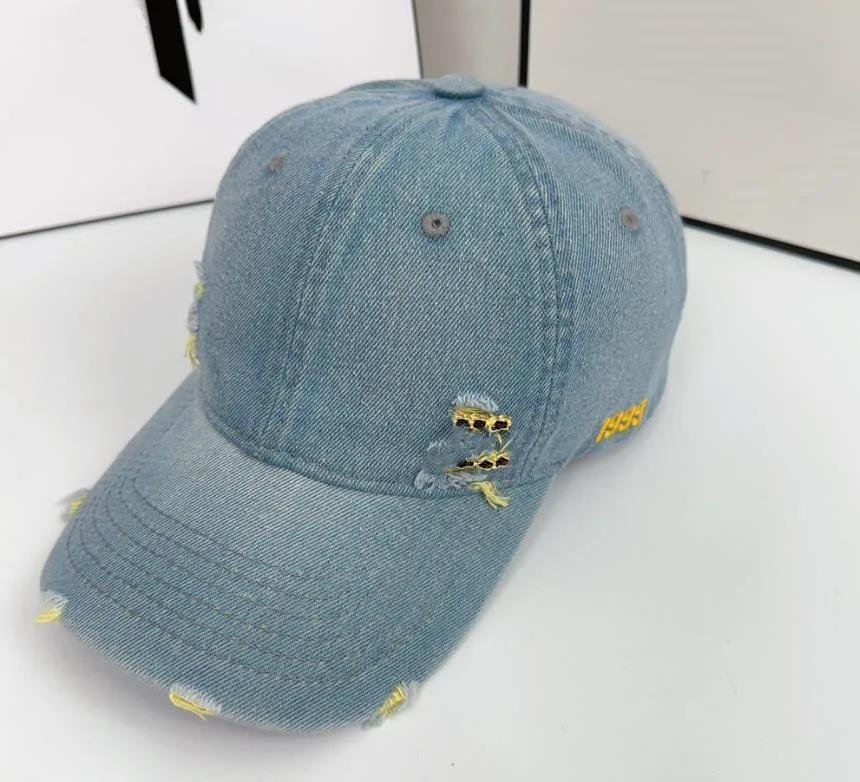 Stil New Washed Denim mit Loch bestickte Baseballkappe Männer und Frauen Street Trendy Casual Peaked Caps Großhandel