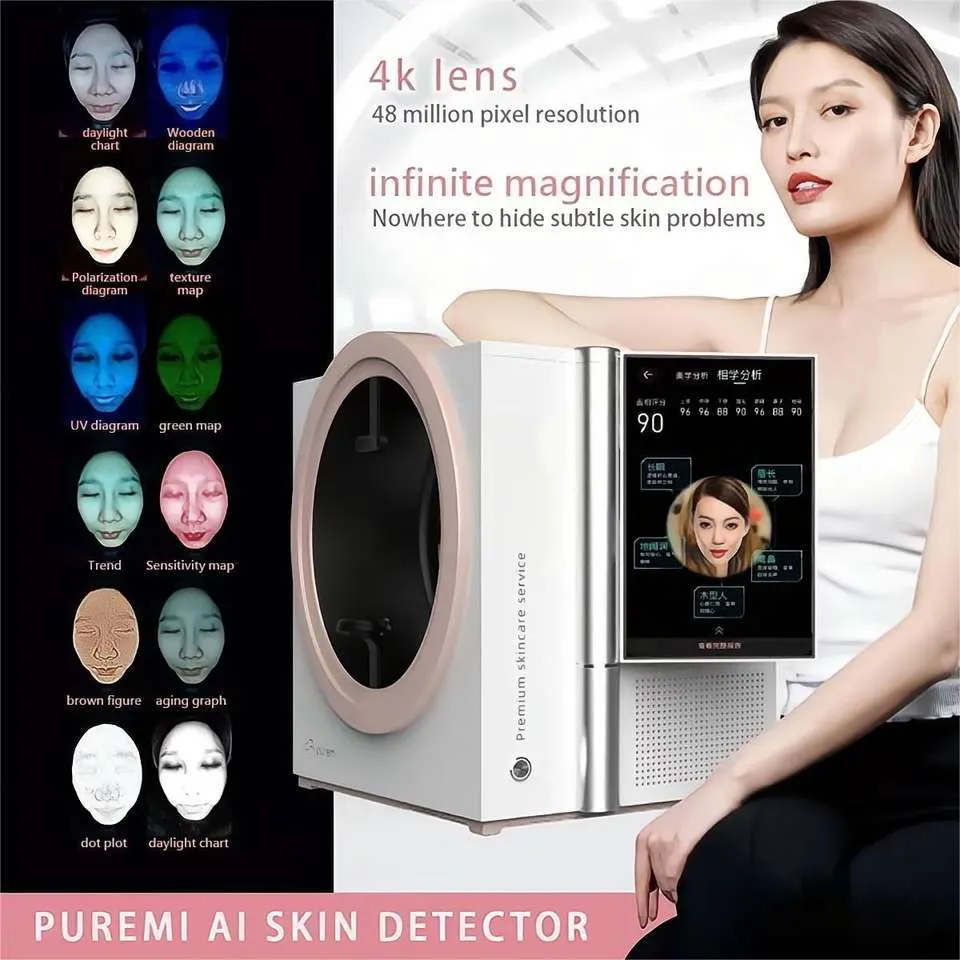 최신 3D 스킨 분석기 기계 AI Magic Mirror Skin Analyzer Detector 8 스펙트럼 3D 얼굴 스킨-애널러