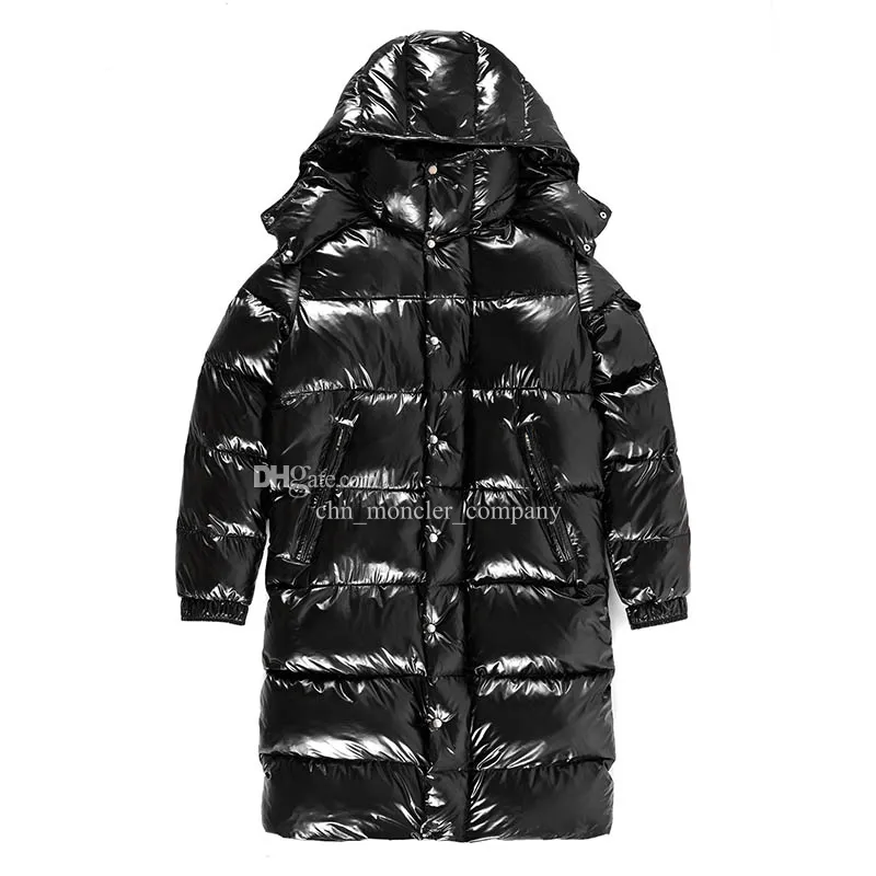 Armficka Badge Mens Down Jacket Löstagbar hatt Puffer Jacka Vintern Huva Långt ner jackor Storlek 1--5