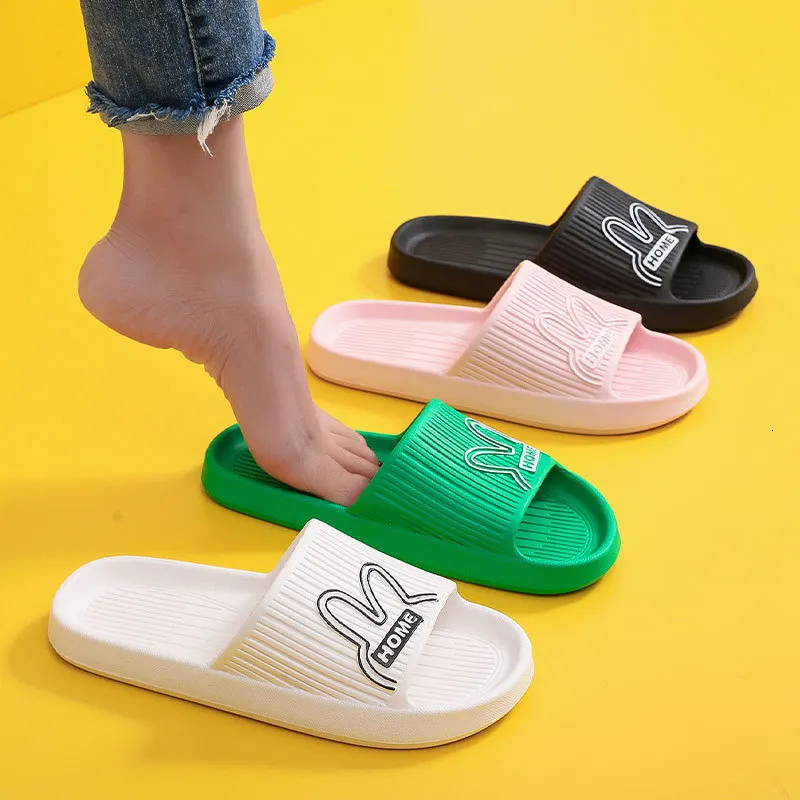 Slippers Summer Cartoon Rabbit Women Mens EVA Slipper Bath Flat Platform Home Slides Flip Flops Beach Sandals 230808