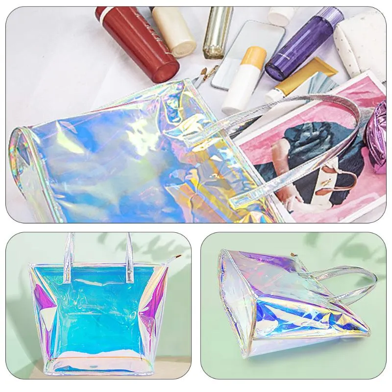 Large Capacity Holographic Portable Storage Tote Bag For Girls