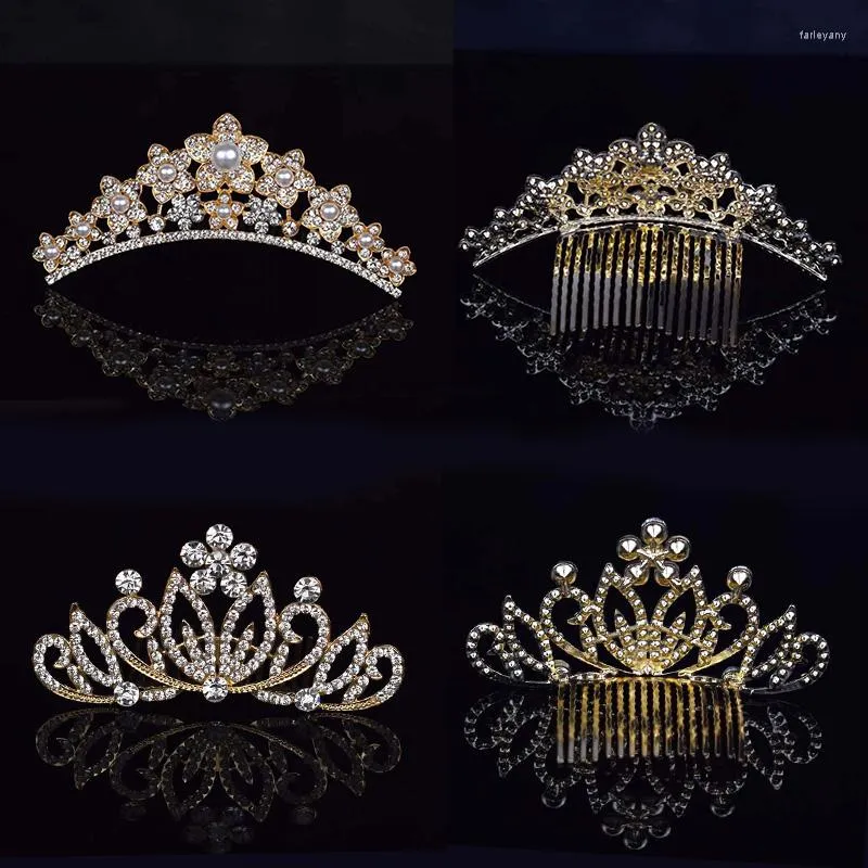 Pinces à cheveux enfants Mini princesse couronnes peigne cristal diadèmes de mariée pour femmes filles strass perle fête de mariage diadème cadeau