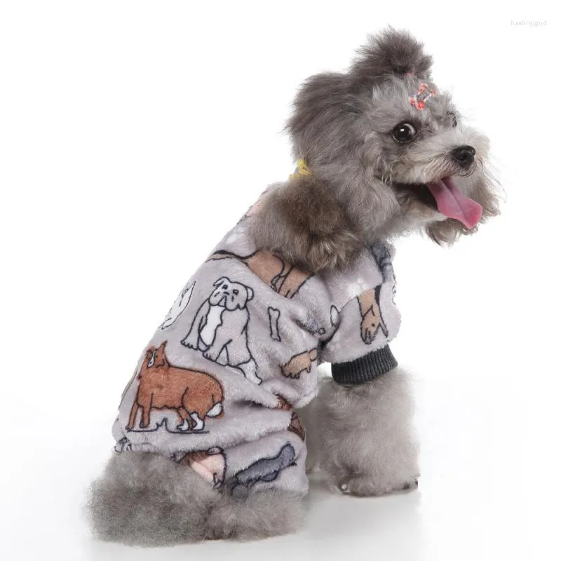 Dog Apparel Fleece Coat Cute Small Dogs Pet Pajamas Cat Clothes Puppy Jumpsuit For Bichon Teddy Pomeranian Printed Clothing