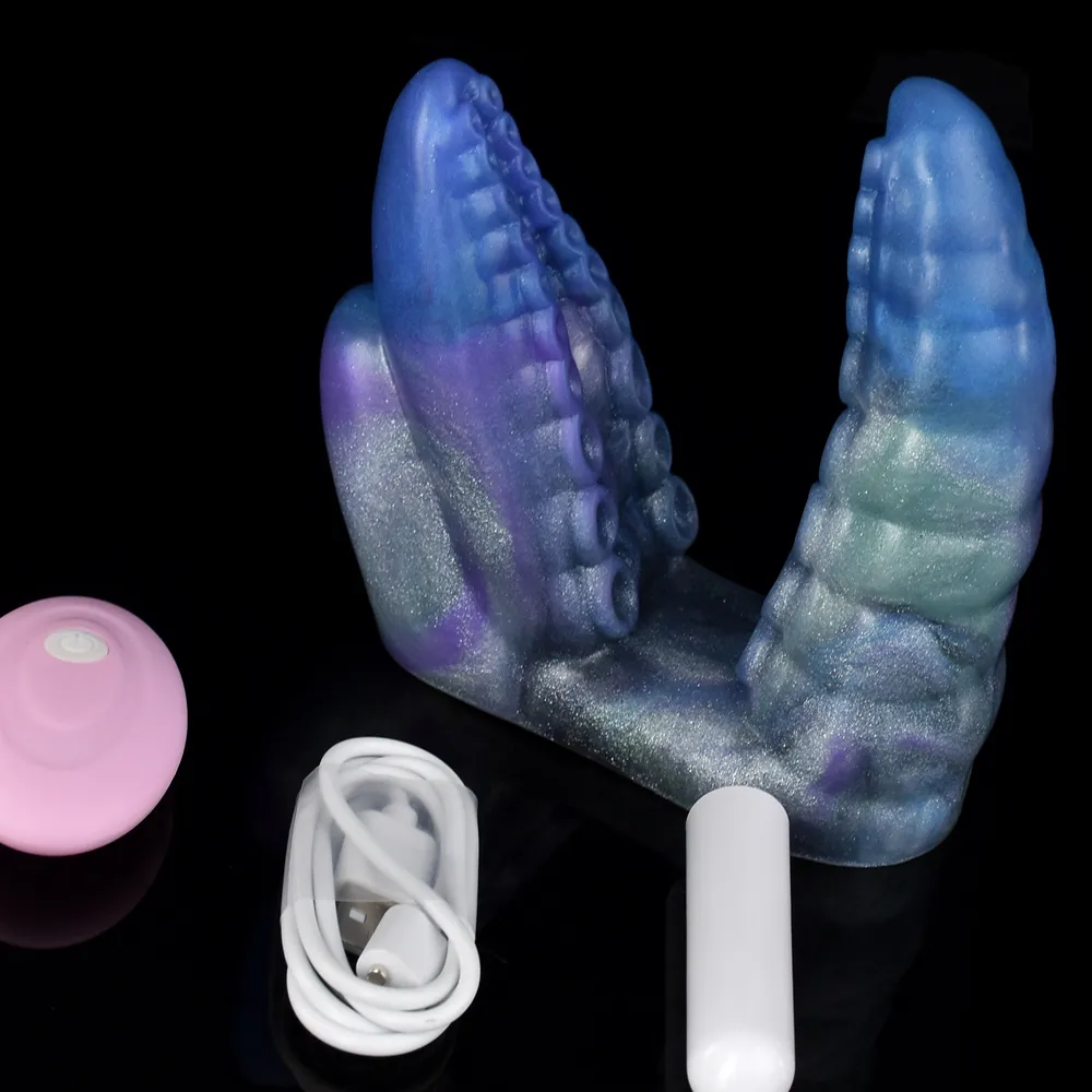 EggsBullets FAAK Tentacle Vibrating Finger Sleeve Silicone Sheath Multi Color Clit Stimulate Women Masturbator_voghion.com