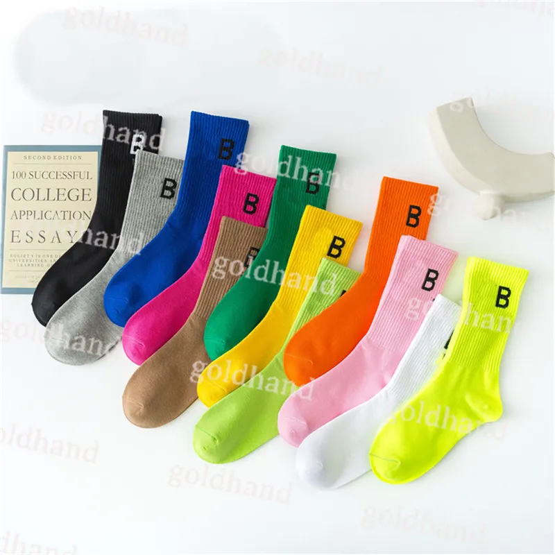 Designer Mens Socks Letters Candy Color Couple Solid Color Breathable Sports Socks fashion Paris Street Hiphop Style Long Short Socks