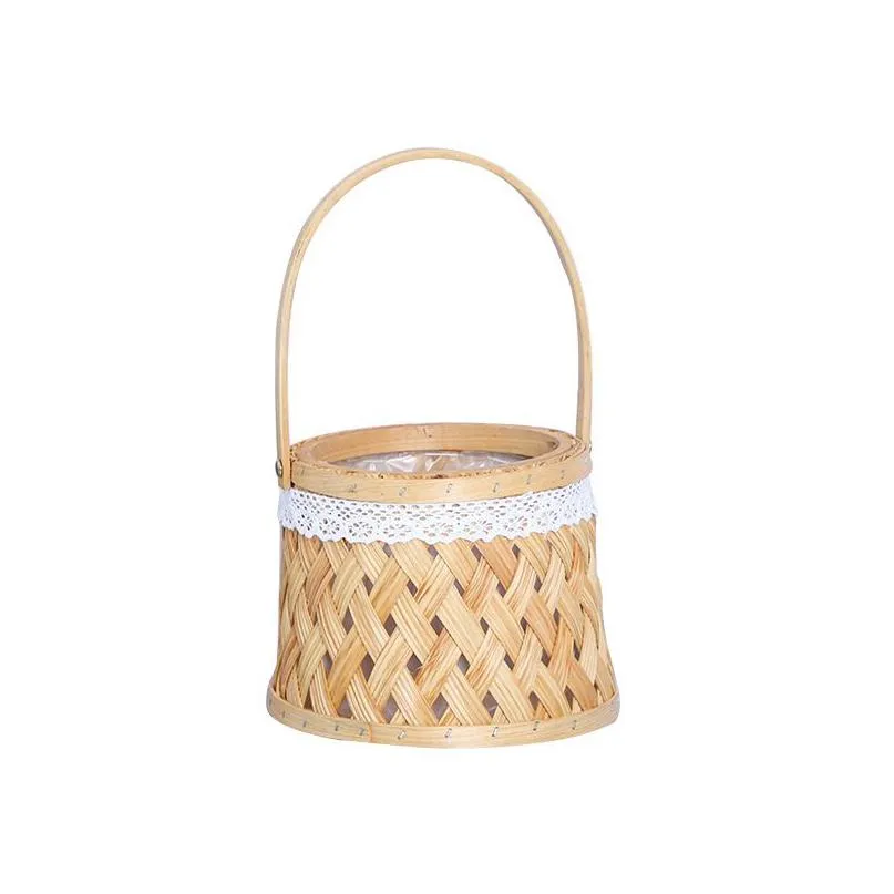 Storage Baskets Handmade Wood Basket Woven For Kitchen Garden Wall Flower Pot Fruit Vegetable Sundries Organizer Decor Drop Delivery H Dhmbv