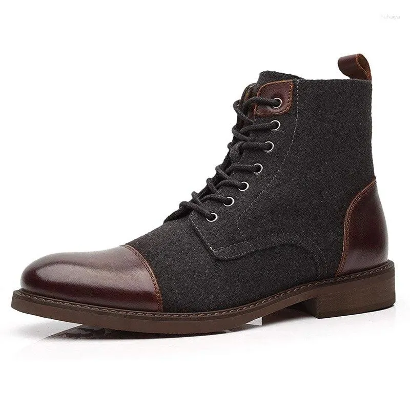 Botas Masculinas de Lã Inverno Casual Sapatos com Cadarço Botas Oxfords Tornozelo Para Moda Bota Plataforma Tamanho Grande Hombre Botines