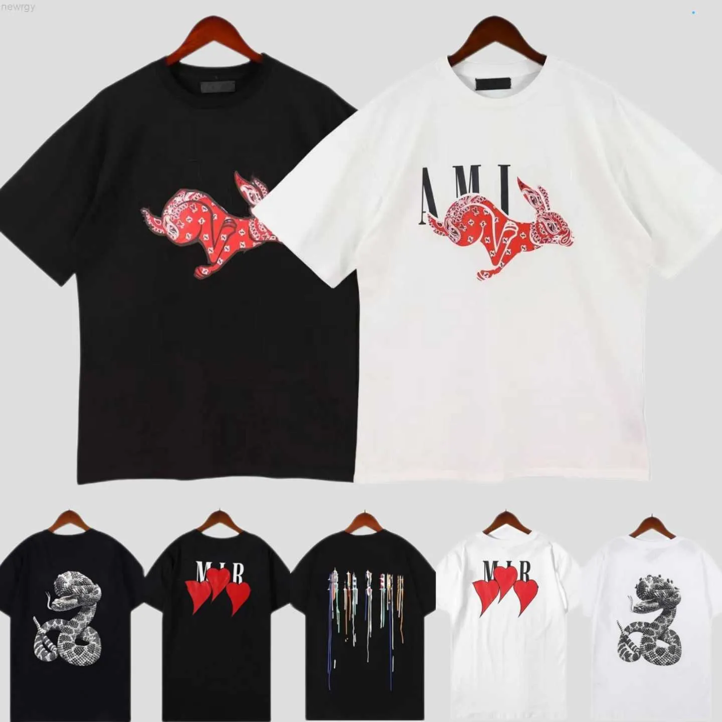 edition Limited designer t shirt of 2023 rabbit year new couples tees street wear summer fashion shirt splash-ink letter print design couple short sleeves 000