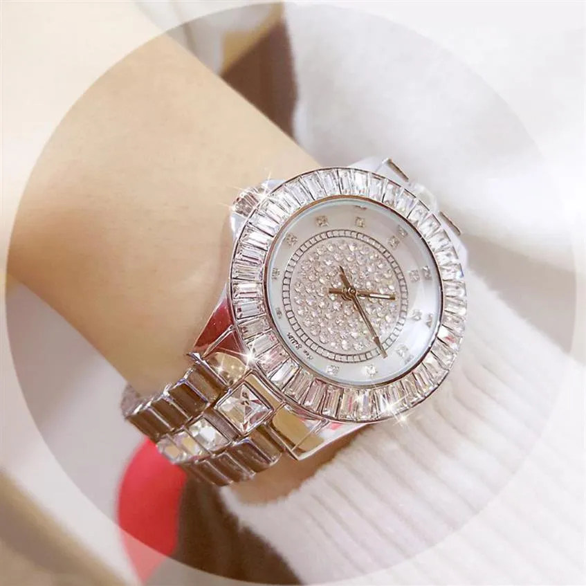 Алмазные часы Женщины Знаменитая золотая мода Керамическая часовая женщина Леди Кварц Смотрение дамы стальные женские часы Relojes para mujer wrestw186h