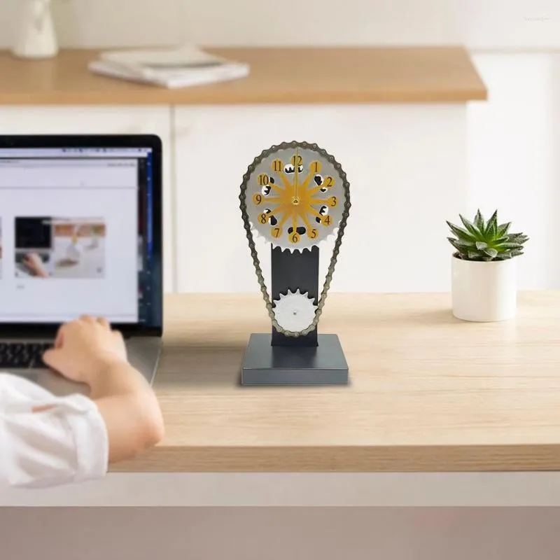Handwerk Desktop-Uhr Metall Rotierende Zahnrad uhr Heim dekoration