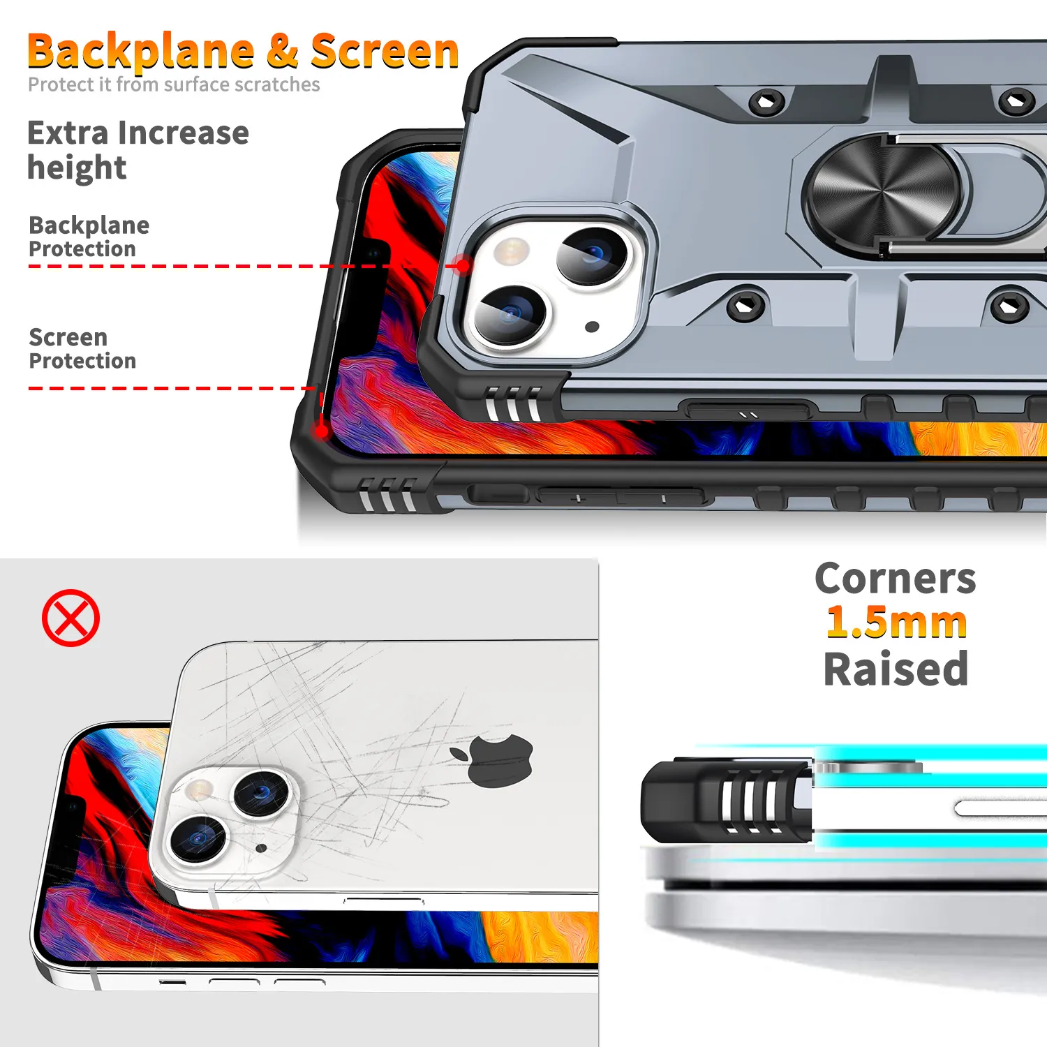 Phone Case For Huawei P30 With Tempered Glass Screen Protector Cover Stand Ring Rugged Silicone Holder Hard Shockproof Heavy Duty Accessories Magnetic Metal Huawei Hawaii Hwauei Haweii P 30 Men Blue - View #9