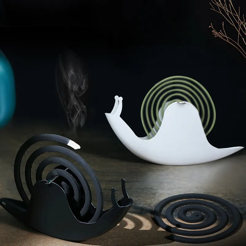 Porta Incenso Anti Zanzare A Spirale In Ferro – Supporto A Forma Di Lumaca Per Esterno E Interno (Nero/Bianco)