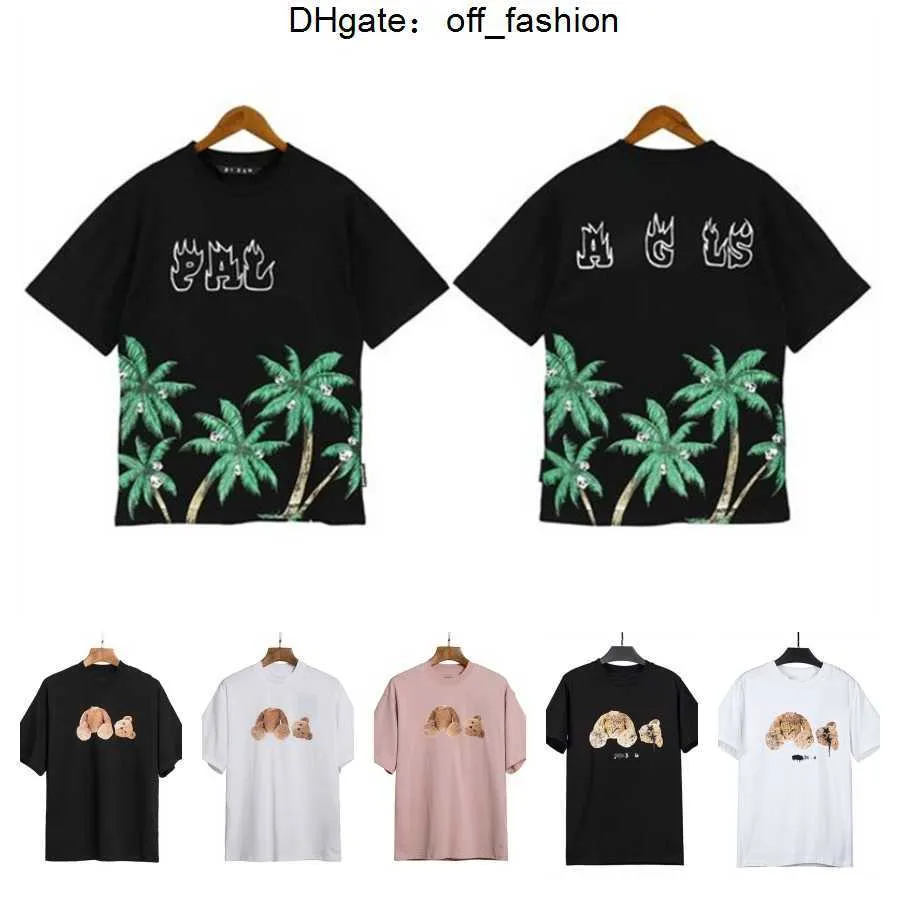 Nouvelle mode européenne et américaine Br Pa Palms / anges Ours en peluche à manches courtes en coton surdimensionné T-shirt ample pour hommes femmes de haute qualité en gros 7ZX7