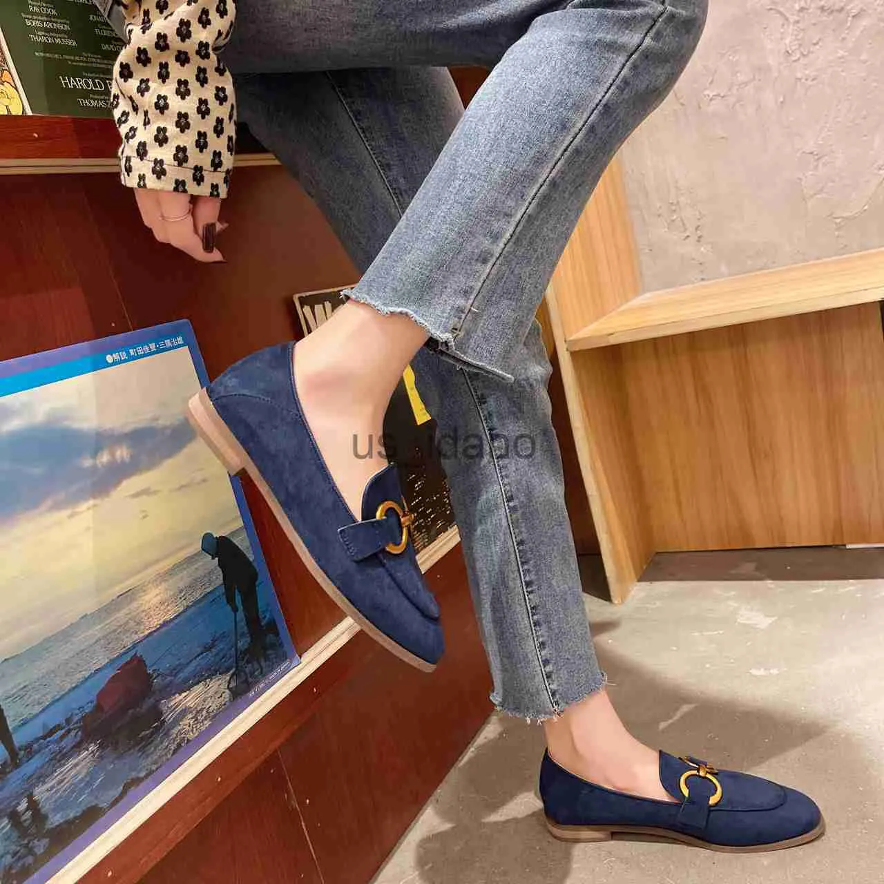 L.L. Bean Navy Suede Slip-On Loafers/slippers Ll Bean Slip On Suede Shoes Womens Mary Jane Flat Women Navy  main image 2