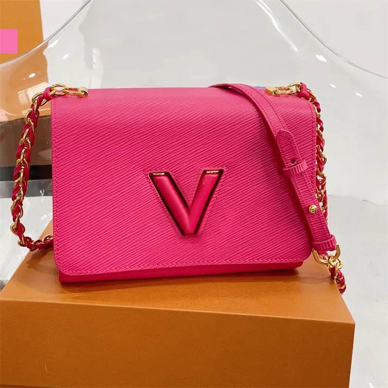 Crossbody Twist Lock Handbag Women Luxurys مصممون أكياس الكتف Bolso Twist Presy Ladies Cains Handbags Hot Pink Cross Body Bag Bage