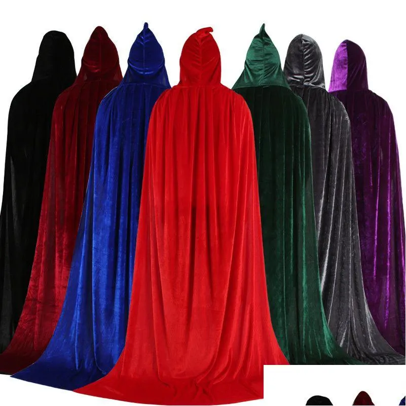 Party Favor Cosplay Costume Adt Dzieci Halloween Cloak Cape Hooded Medieval Sukienka 8 Kolory upuszcza dostawa dom domowy ogród świąteczny s dh8iu