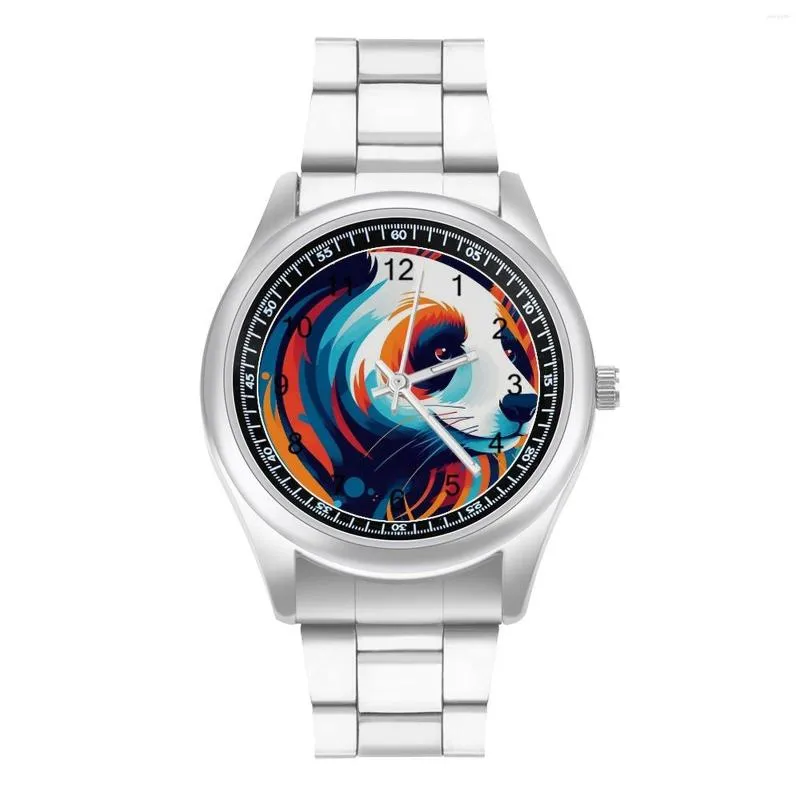 Wristwatches Panda Quartz Watch Illustration Abstraction Steel Design Wrist Men Gym Unusual High Quality Wristwatch