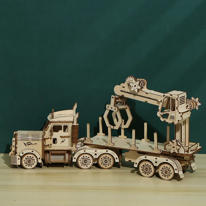 3D Wooden Puzzle DIY Mechanical Model - Gear Driven Rotary Assembly Toy ...