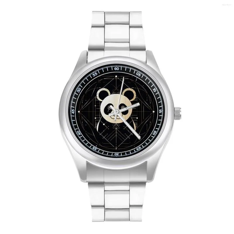 Нарученные часы Panda Quartz Watch минималистские искусства астро -геометрия дизайн цветные запястье из нержавеющая покупка.