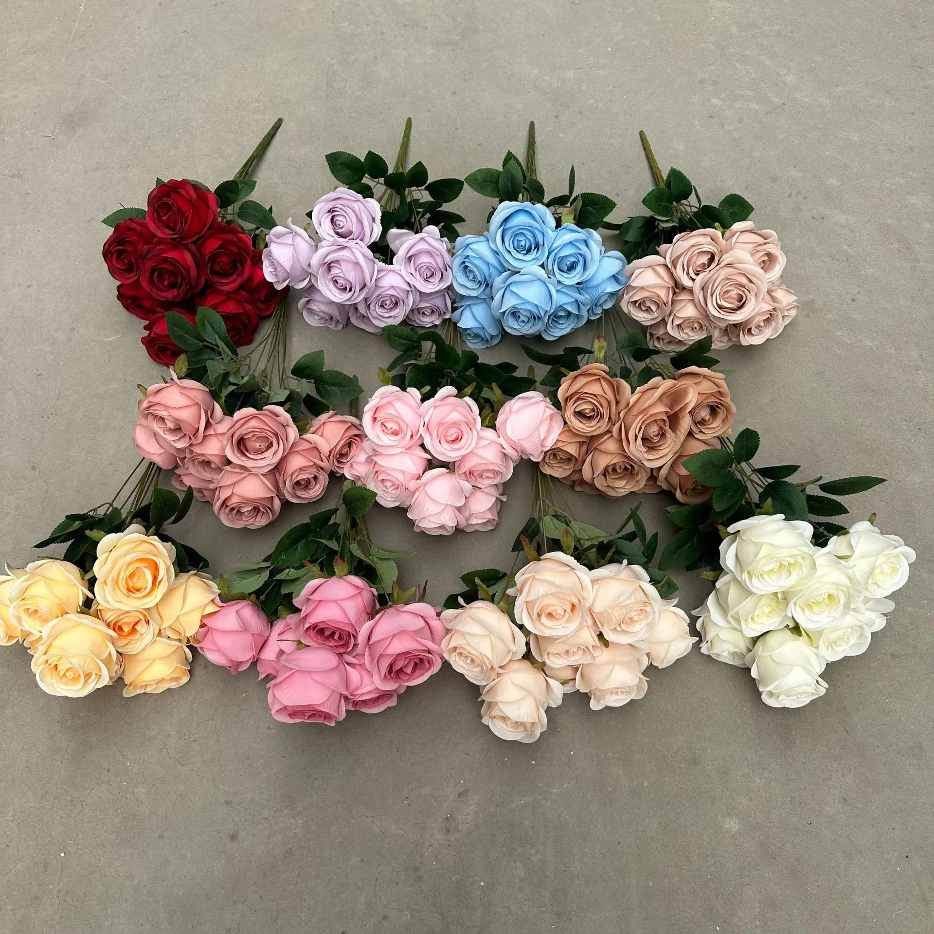 Konstgjorda blommor rosbukett för hem- och bröllopsdekorationer bästa kvalitet