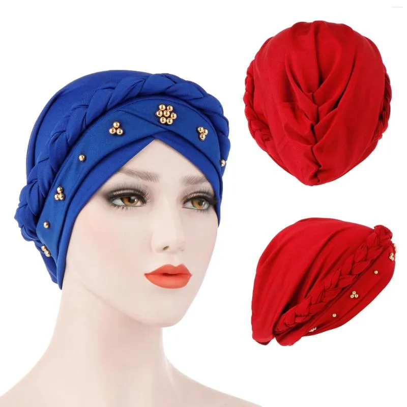 Boinas Sólidas Muçulmanas Baotou Boné De Seda Turbante Monocromático Frisado Chicote Esconder Cabelo Hijab Para Mulheres Acessórios