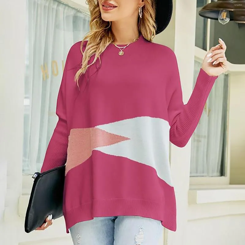 Kadın Sweaters Kadınlar Sıradan Moda Tozluklar için Büyük Boyut Yuvarlak Boyun Uzun Külkü Yaşayan Bir Otoyol Küçük Erkekler