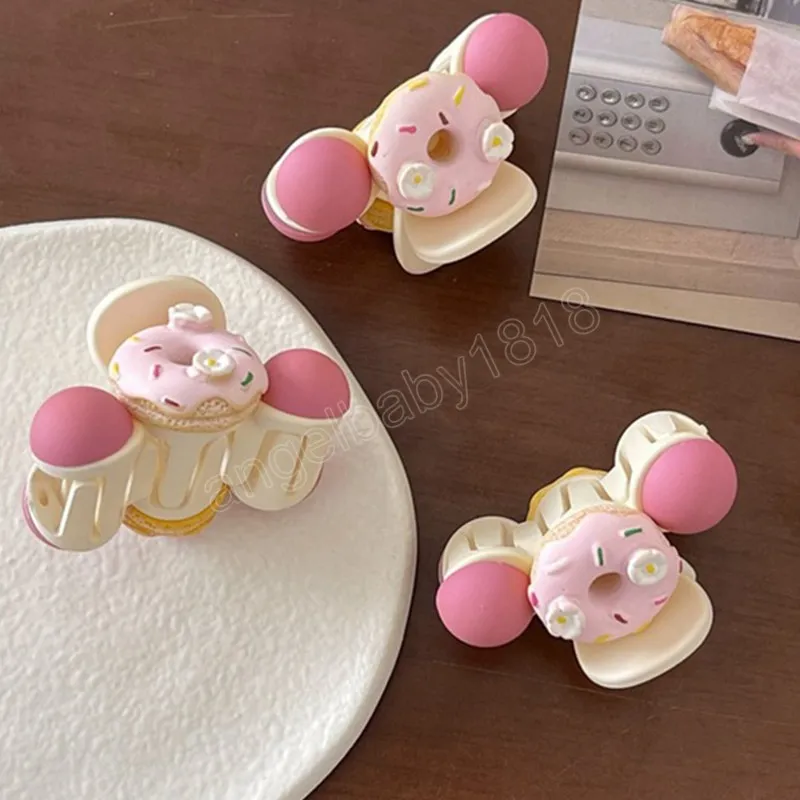 Summer Cute Doughnut Mini Hair Claws Korean Japan Sweet Girls Bangs Side Clip Women Hair Clips Hairpins Hair Accessories