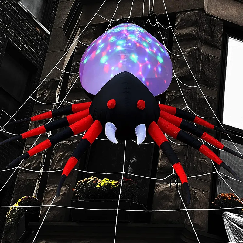 Autres fournitures de fête d'événement 1 5m 2 2m Halloween Araignée gonflable Géant Blow Up LED Lights Grands accessoires fantasmagoriques pour Yard Garden Lawn 230808